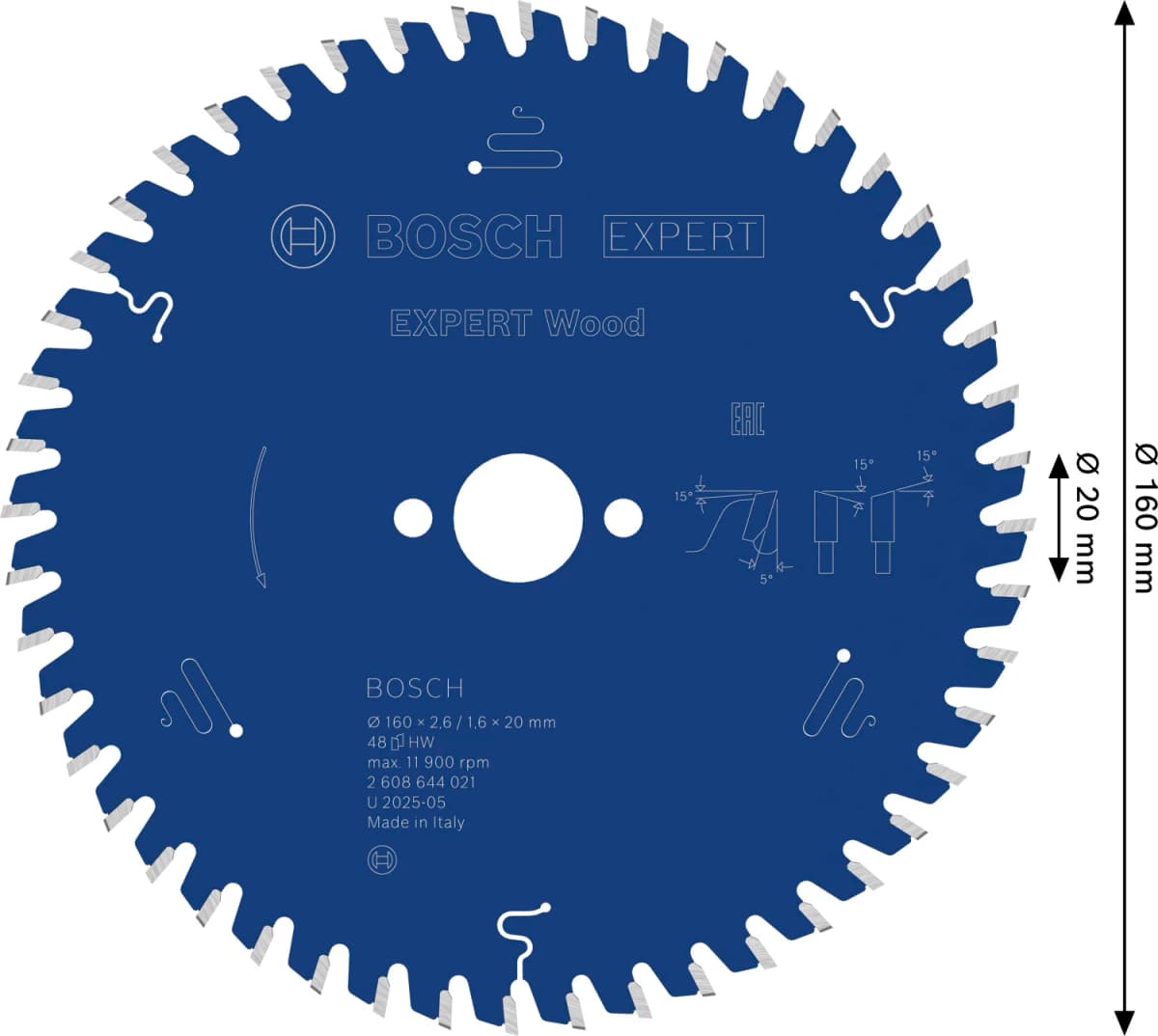 Bosch 2608644021 Expert Cirkelzaagblad - 160 X 20 X 48T - Hout - Carbide thumbnail 4