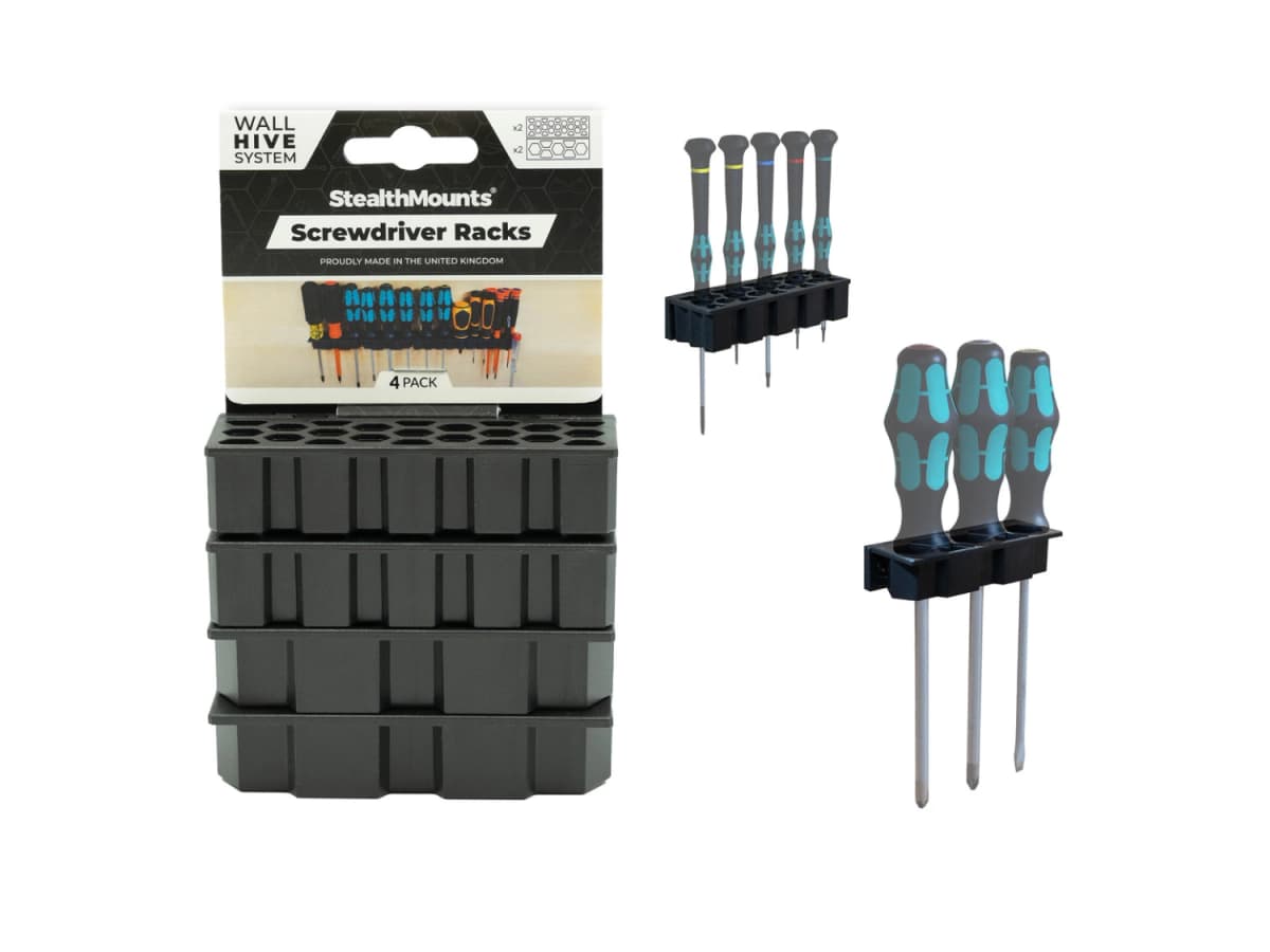 StealthMounts WH-BLK-SD-4 Wandhouder Set Voor Schroevendraaiers - Zwart - 4 Stuks