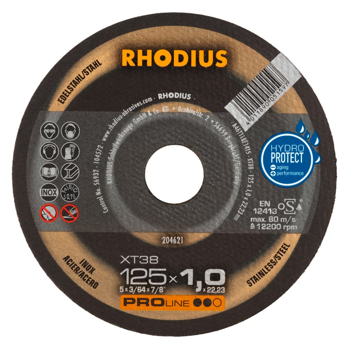 Rhodius 204621 XT38 PROline Ll Doorslijpschijf Extra Dun 125 X 22,23 X 1,0mm (50 St)