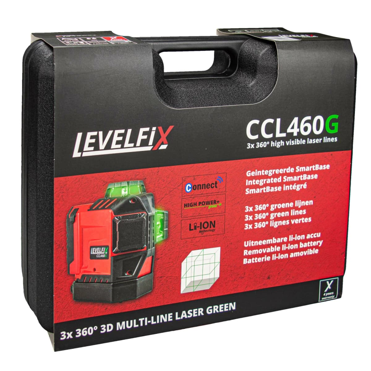 Levelfix CCL460G 3D Cone / Kruislijnlaser 3x360° Set - Groen - 40m thumbnail 2