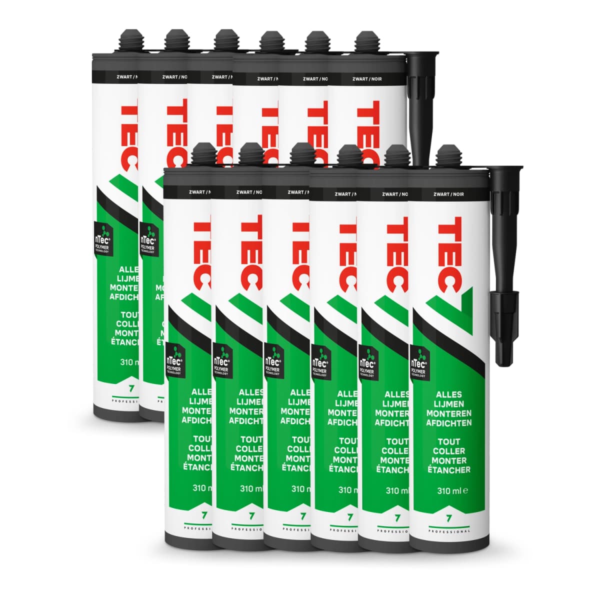 TEC7 Montagekit - Zwart - Koker - 310ml (12 St)