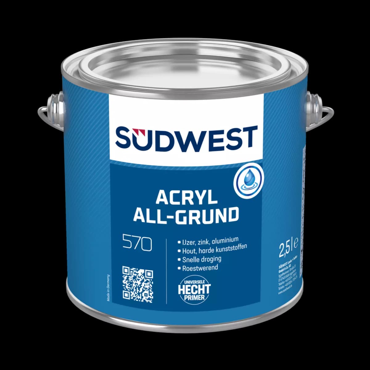 Südwest Acryl Allgrund U51 - Ral 9005 Zwart - 0,75L thumbnail 2