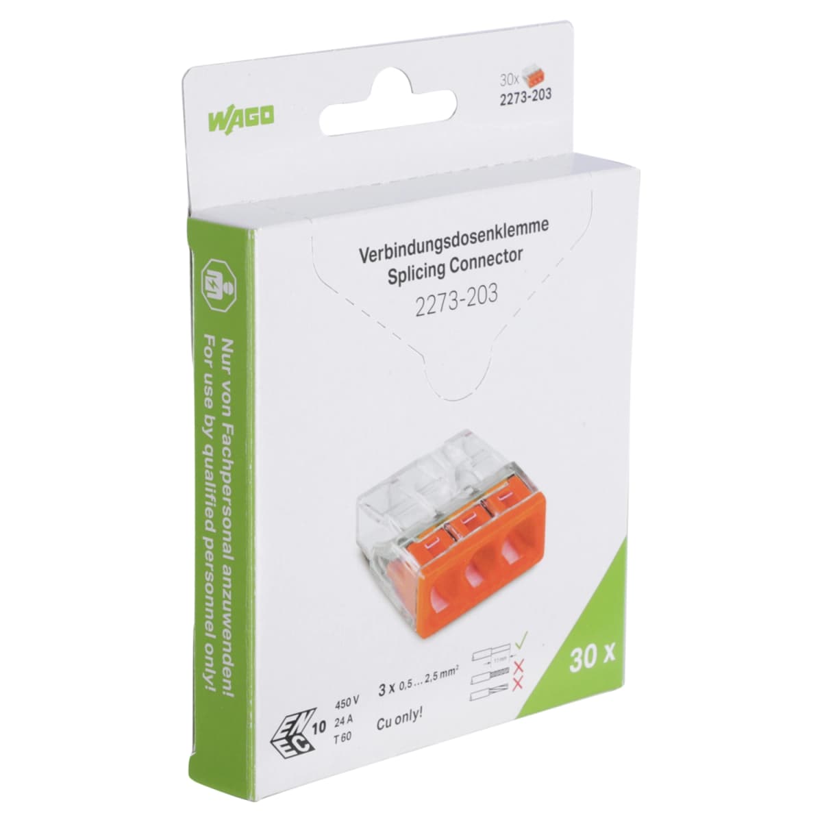 Wago 2273-203 Lasklem 3-polig - Transparant/oranje (30 st) thumbnail 2