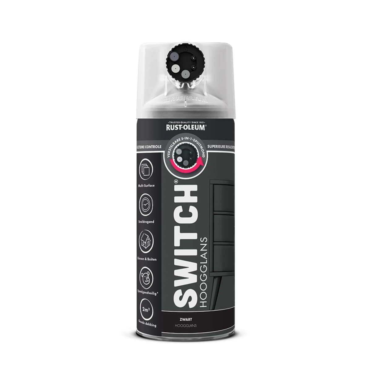Rust-Oleum Switch Spuitlak - Hoogglans Zwart - 400ml