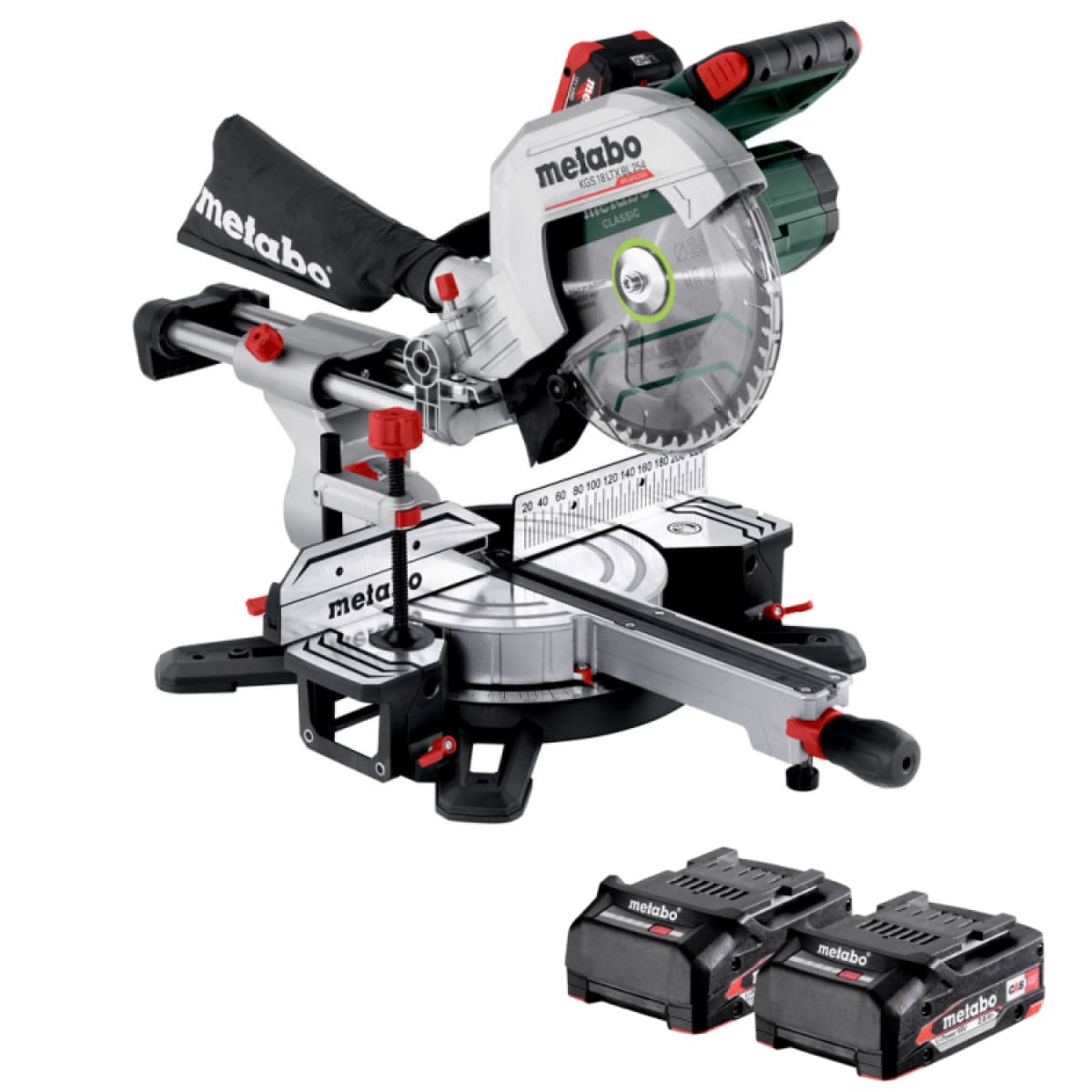 Metabo KGS 18 LTX BL 254 LiHD Accu Afkortzaag Set (2x 8Ah) - 254 X 30mm