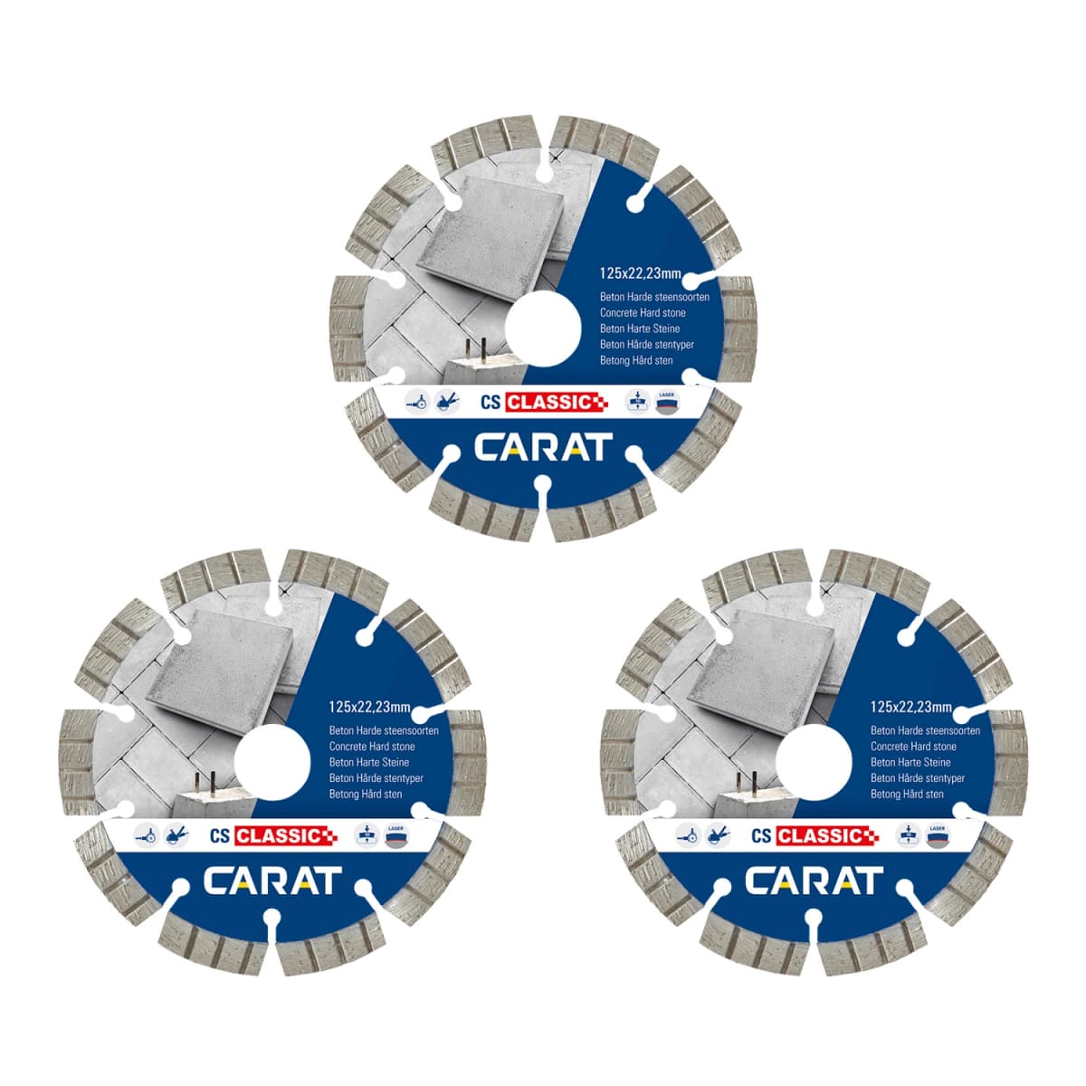 Carat CSC1253A25 3-pack Diamantzaagbladen Voor Beton - 125 X 22,23mm - CS Classic