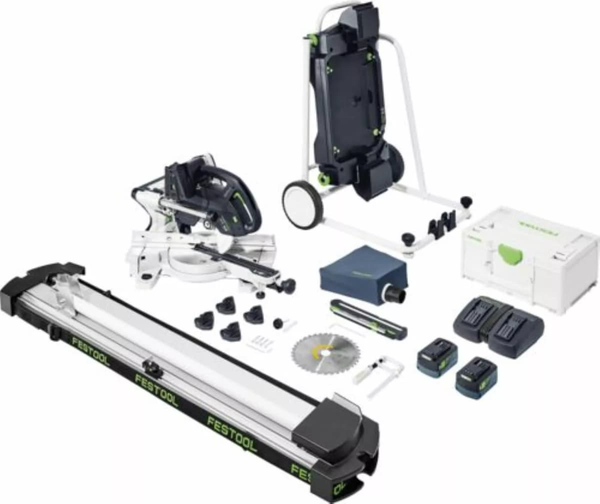 Festool KSC 60 EB 5,0 I-UG-Set KAPEX 2x18V Accu-afkortzaag Set (2x 5.0Ah Accu) Met Onderstel