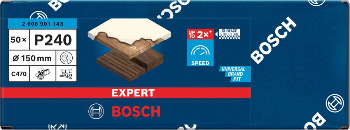 Bosch 2608901143 EXPERT Schuurvel C470 Best For Wood And Paint - 150mm - K240 - Multiperforatie (50st) thumbnail 2