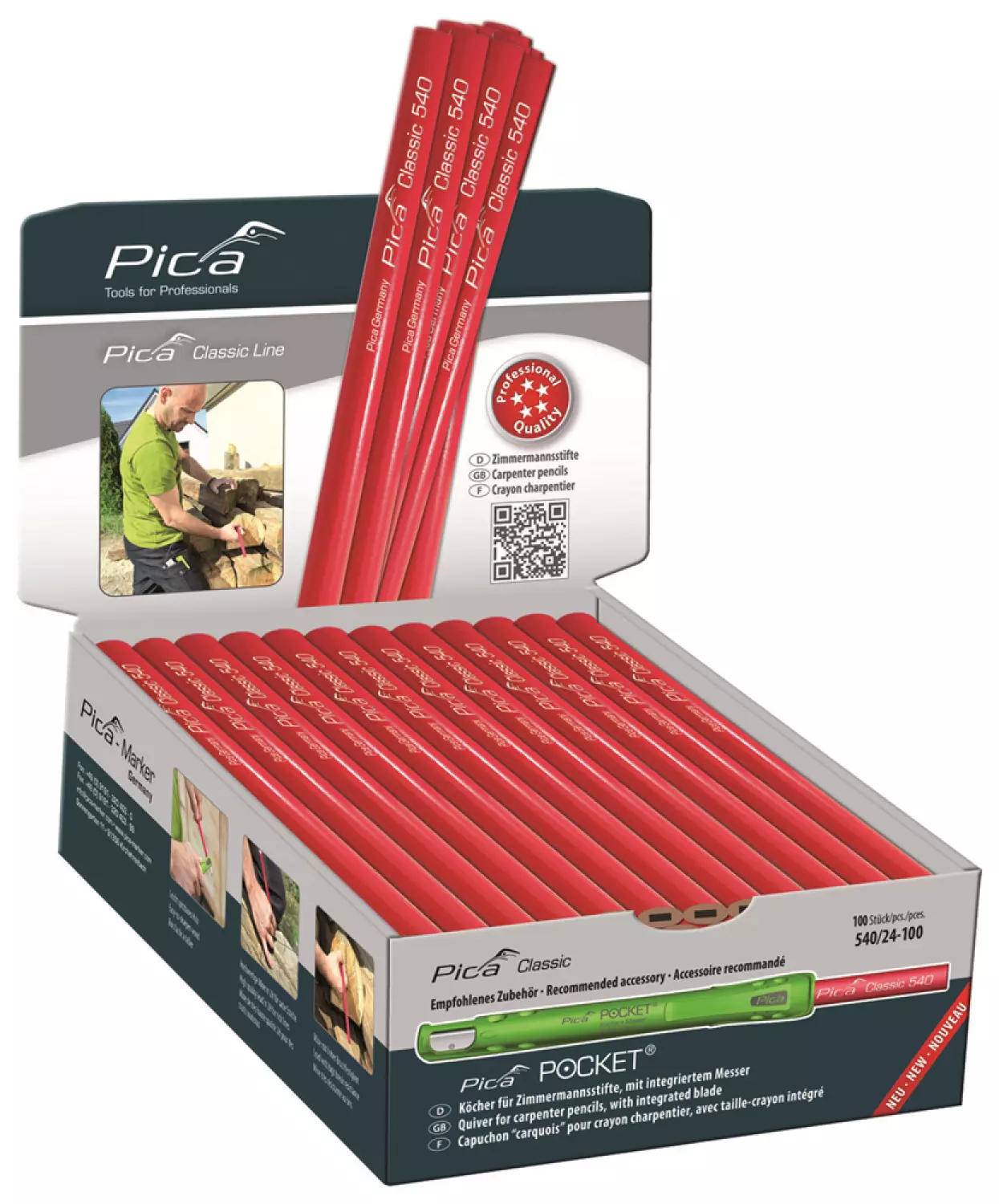 Pica 540/24-100 Timmermanspotlood - 240mm - Grafiet (100st.)