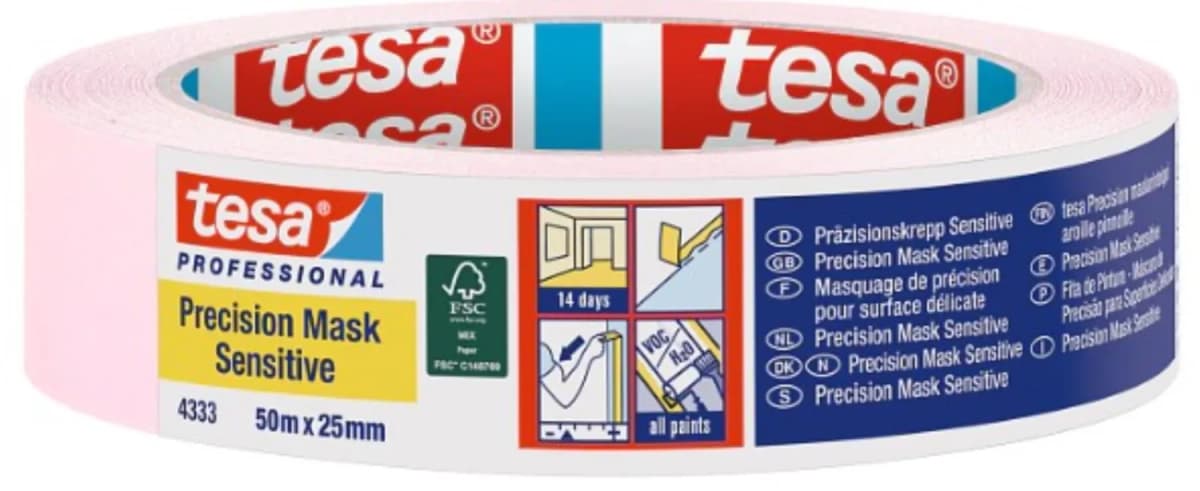 Tesa 4333 Professional Afplaktape Sensitive - 25mm X 50m