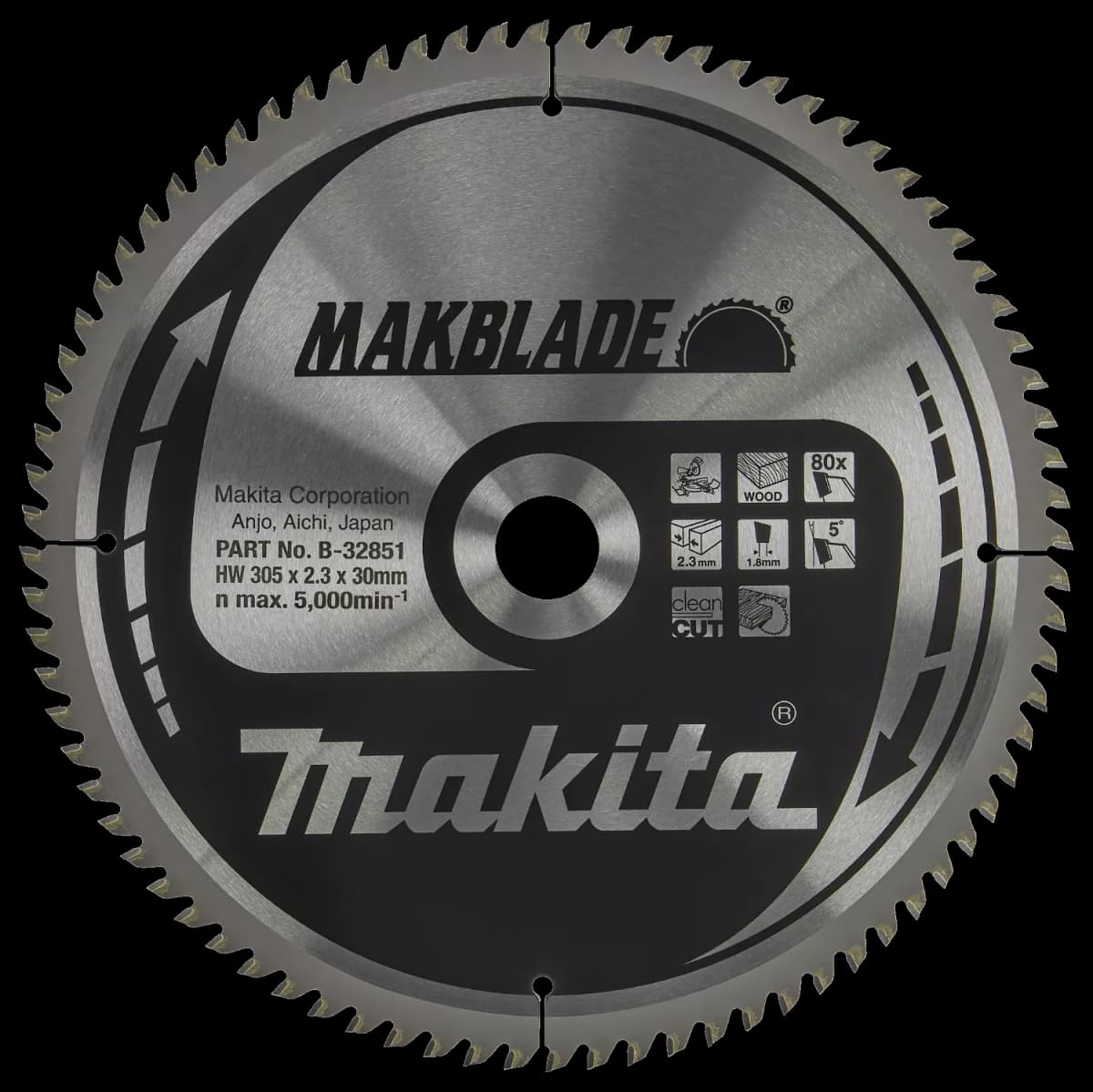 Makita B-32851 Cirkelzaagblad - 305x30x80T - Hout
