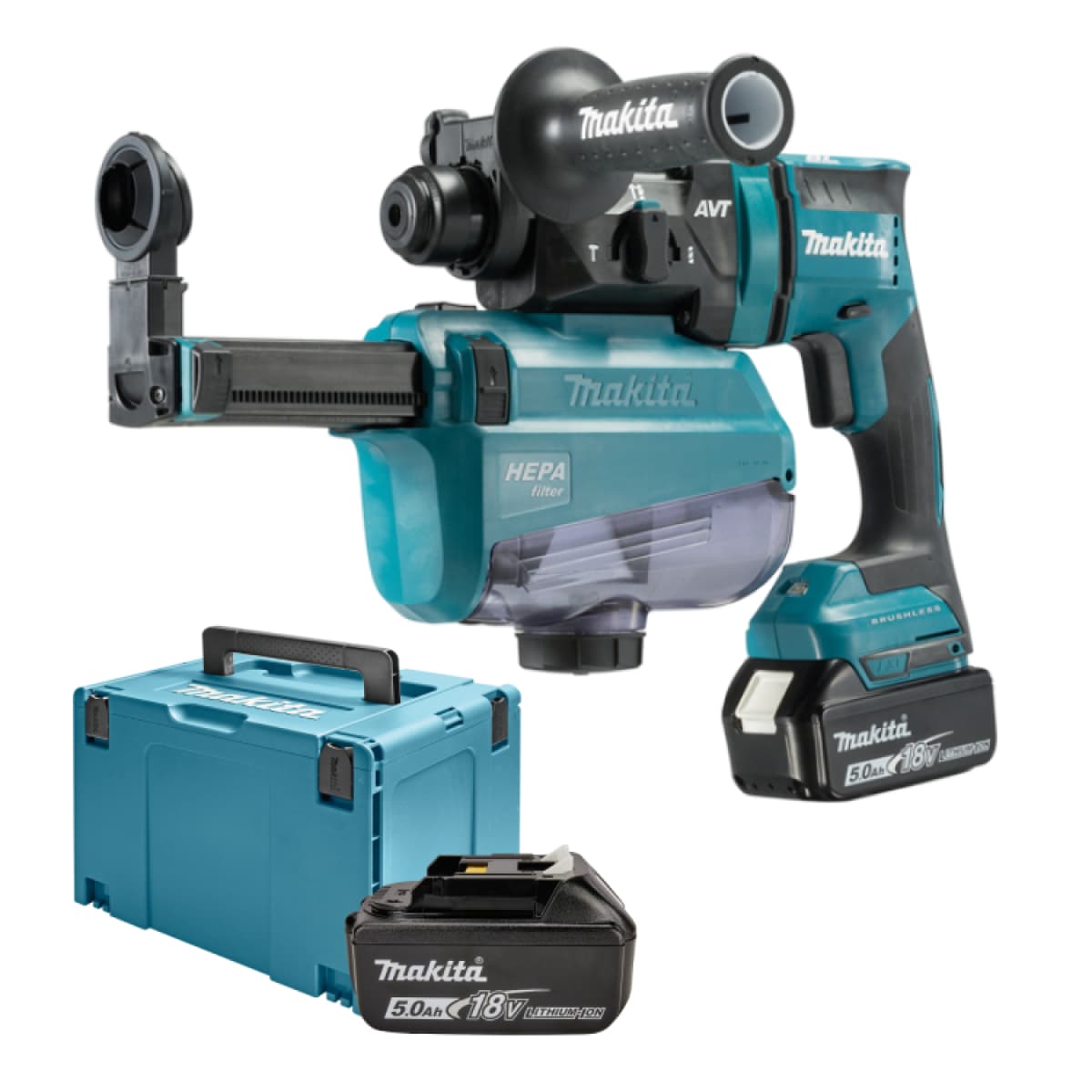 Makita DHR182RTWJ 18V Li-Ion Accu SDS-plus Combihamer Set (2x 5,0Ah Accu) In Mbox - 1,7J - Koolborstelloos