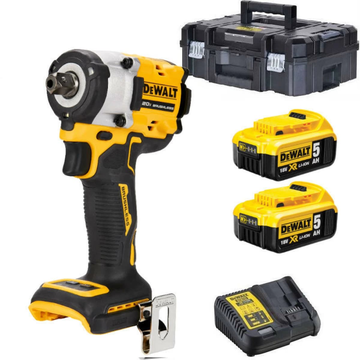 DeWALT DCF922P2T-QW 18V Li-ion XR Accu Slagmoersleutel Set (2x 5.0Ah) Met Ratel In TSTAK - 1/2"- Koolborstelloos