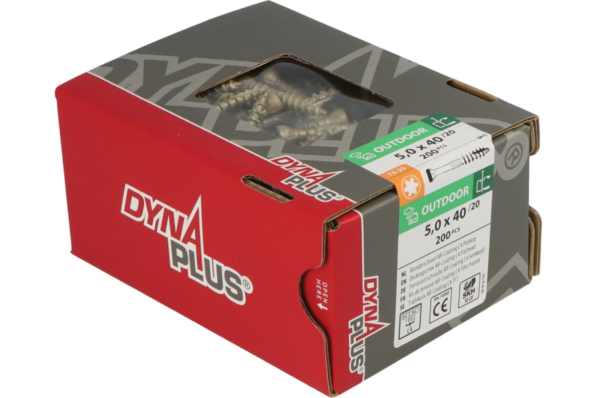 DynaPlus 0283.08.41601 Vlonderschroef - TX20 - 5.0 X 40/18mm - 60 Graden Platkop - Deeldraad - Verzinkt (200st) thumbnail 3