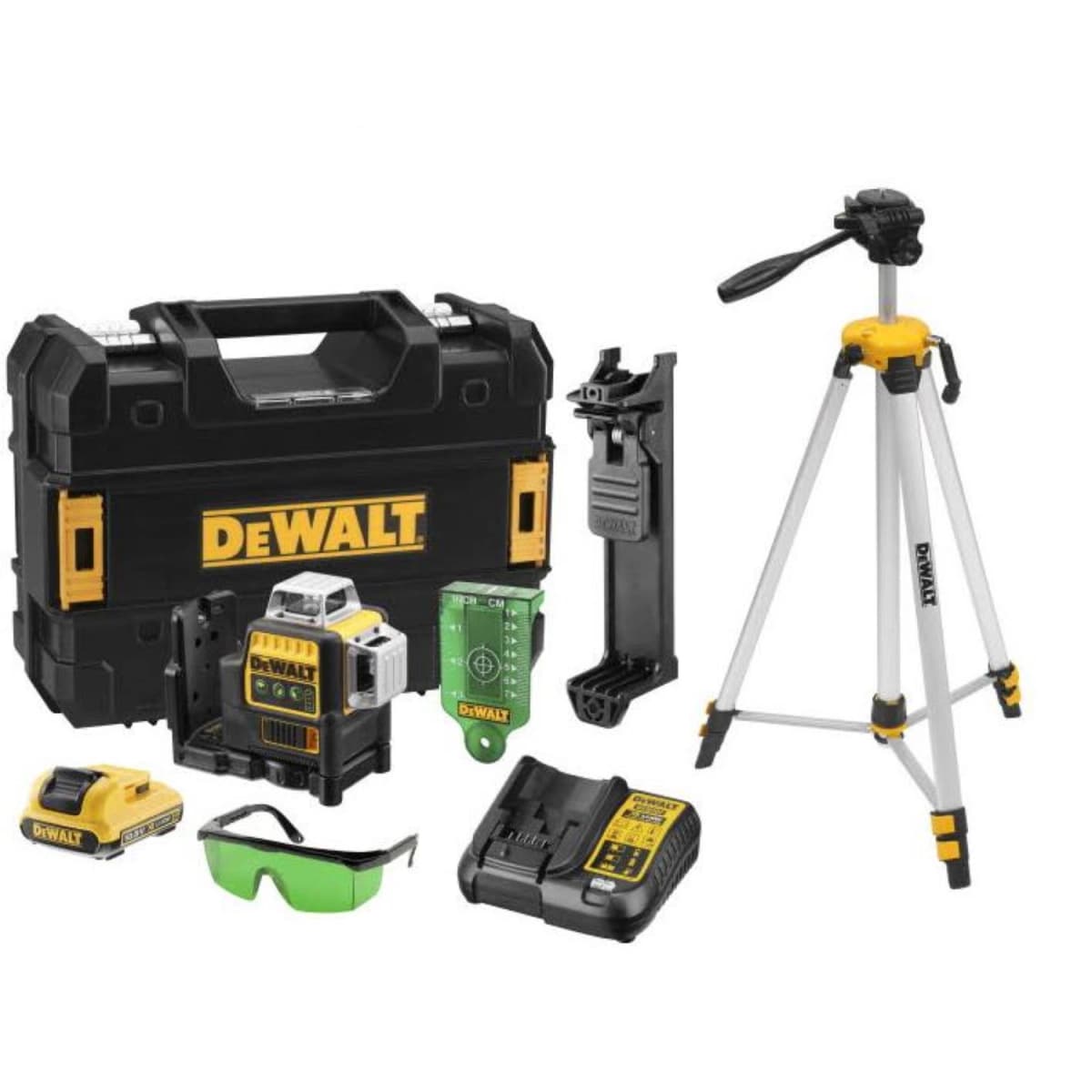 DeWALT DCE089D1GTRI 10.8V Li-Ion Accu Kruislijnlaser In Koffer (1x 2,0Ah Accu) + Statief - 30m
