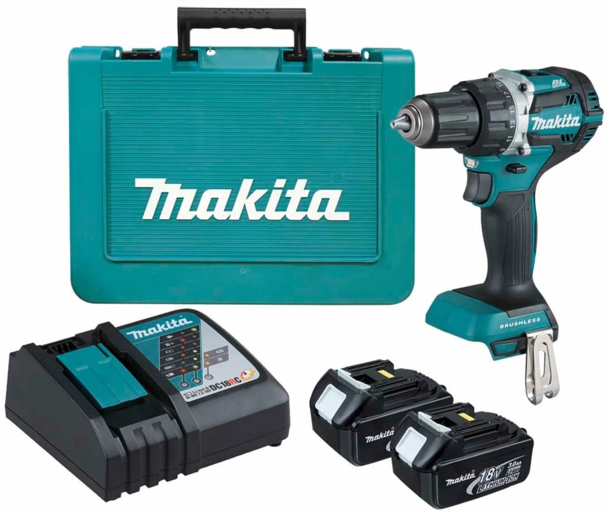 Makita DDF484RFE 18V Li-Ion Accu Boor-/schroefmachine Set (2x 3.0Ah Accu) In Koffer- Koolborstelloos