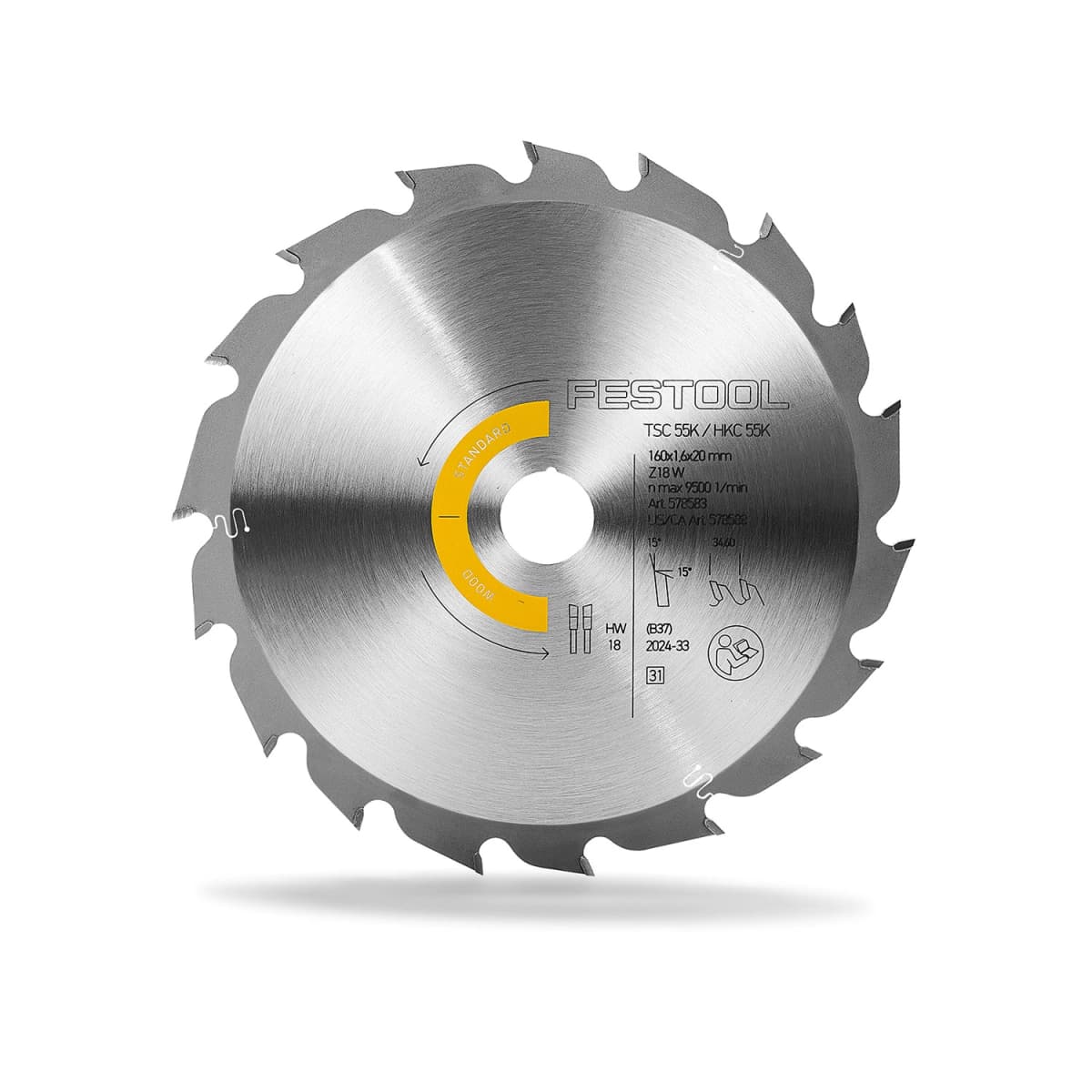 Festool HW 160x1,6x20 W18 Cirkelzaagblad Wood Standard 160x1,6x20