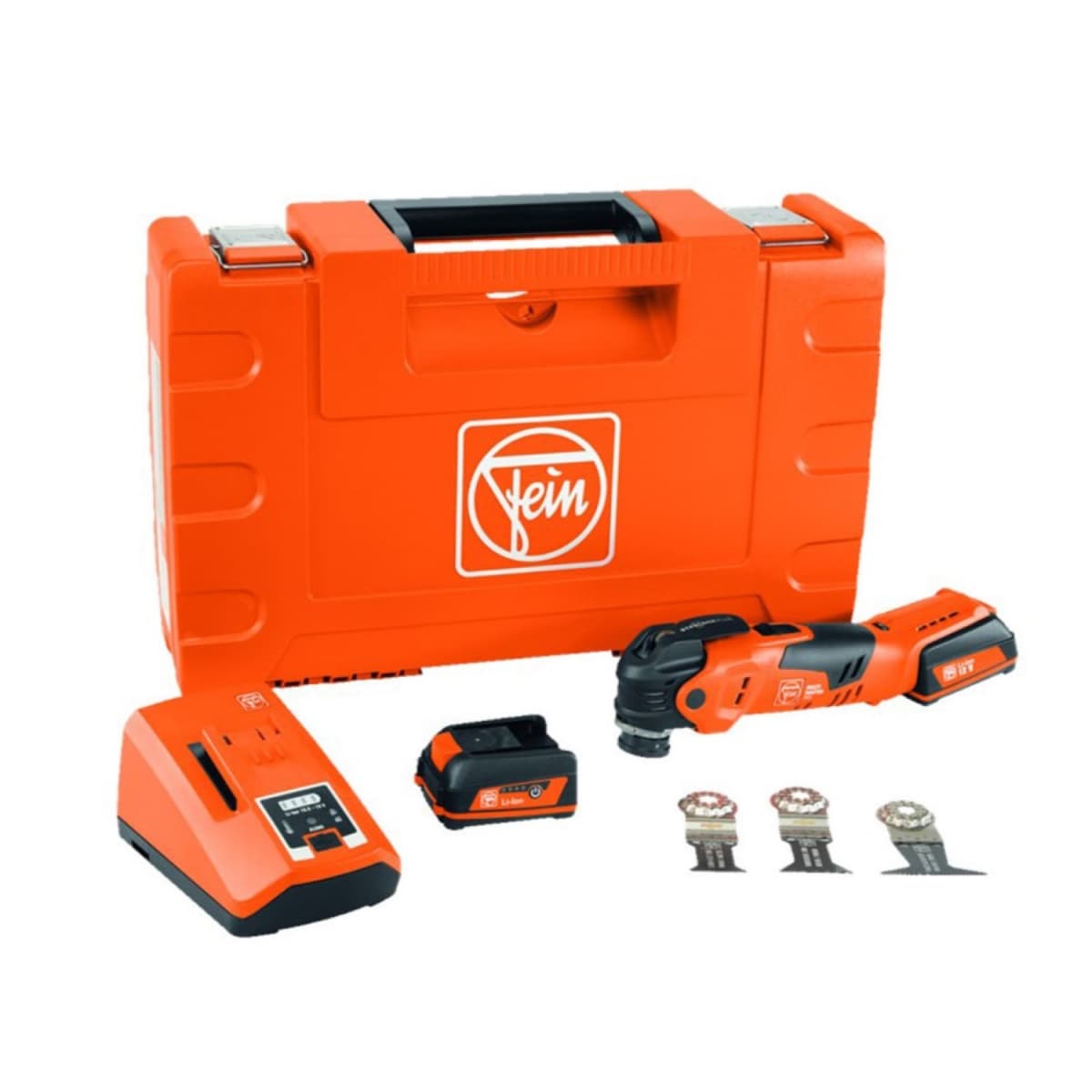 Fein AMM300 Multimaster Start 12V Li-ion Accu Multitool Set (2x 3.0Ah) + 3 Zaagbladen In Koffer