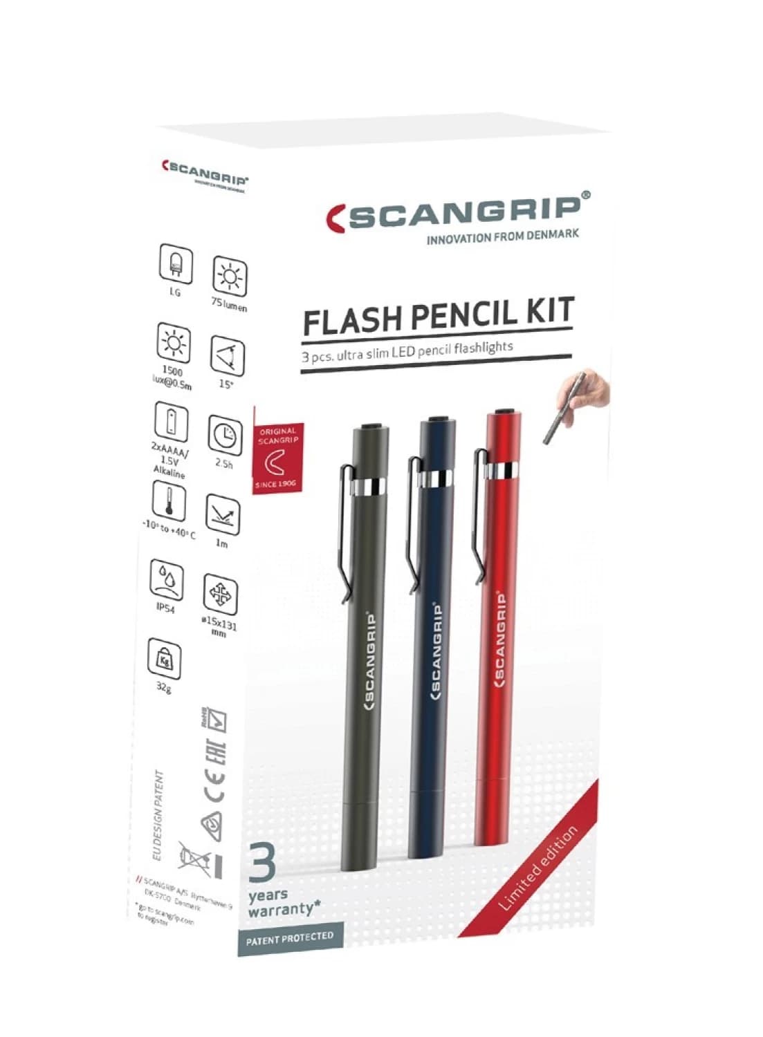 Scangrip 49.0341 Penlamp Flash - 75Lm - IP54 - 3 Stuks thumbnail 2