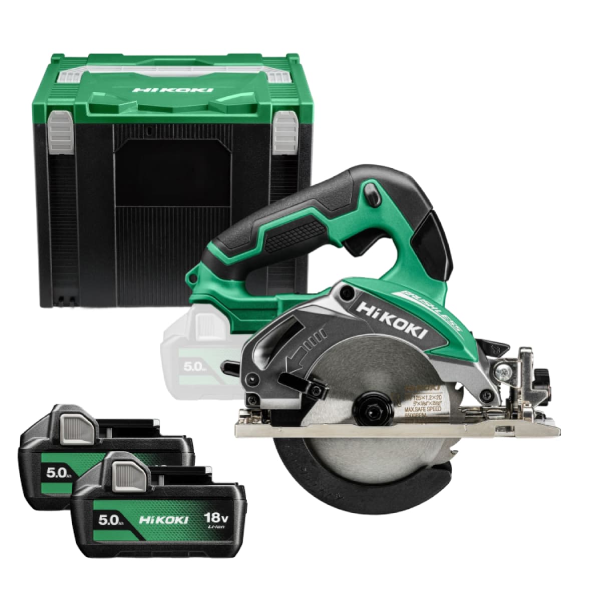 HiKOKI C1805DAWRZ 18V Li-ion Accu Cirkelzaag Set (2x 5,0Ah Accu) In HSC IV- 125mm