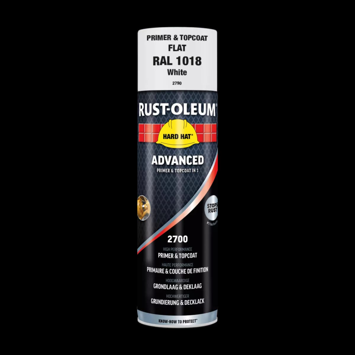Rust-Oleum Hard Hat Advanced Spuitbus Mat - RAL 9010 Zuiverwit - 0,5L