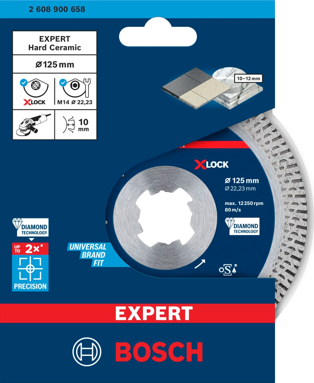 Bosch 2608900658 EXPERT X-LOCK Diamantschijf Hard Ceramic 125 X 22,23 X 1,4 X 10mm thumbnail 2