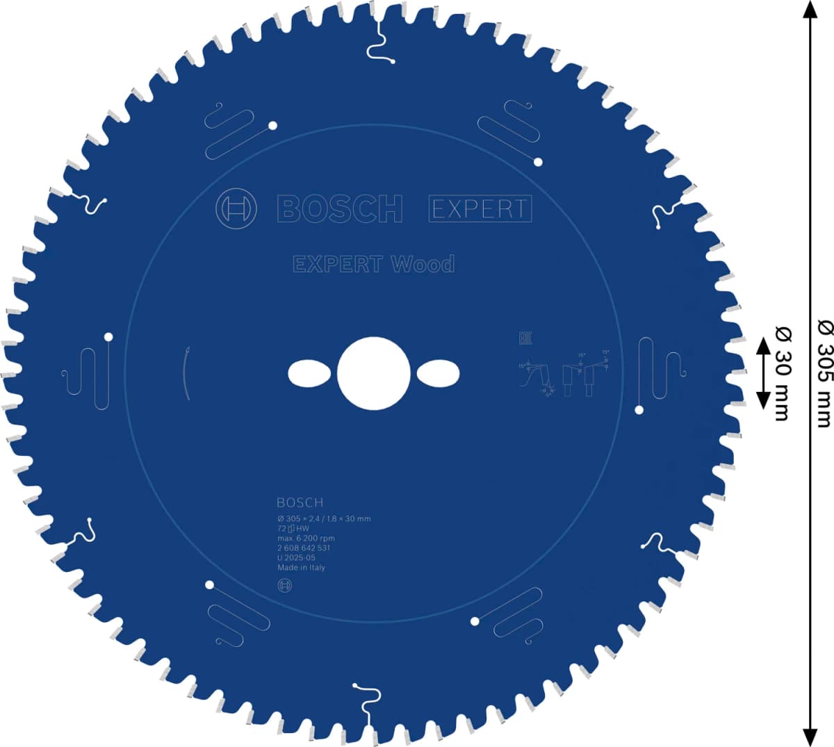 Bosch 2608642531 Expert Cirkelzaagblad - 305 X 30 X 72T - Hout - Carbide thumbnail 4
