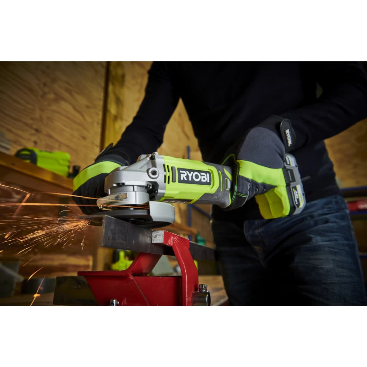 Ryobi One+ 18V Accu Haakse Slijper Body - 115mm thumbnail 2