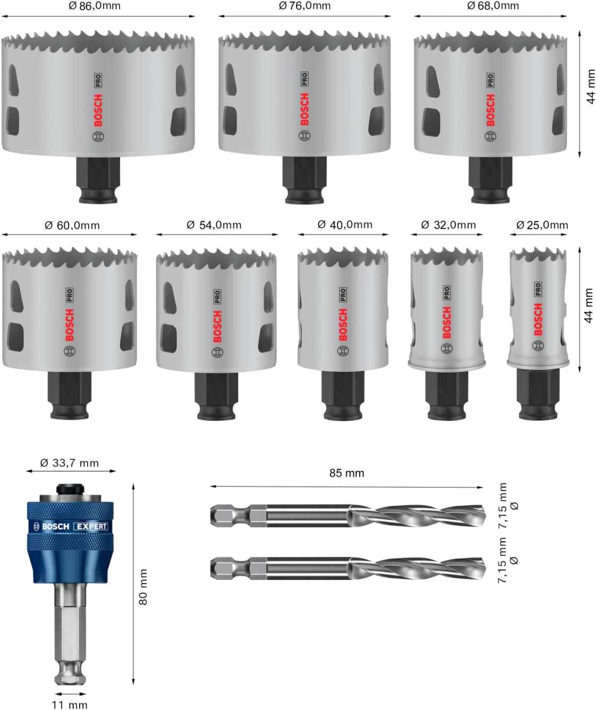 Bosch 2608594430 PRO Multi Material 11-delige Gatzaagset Met Power Change Plus thumbnail 3