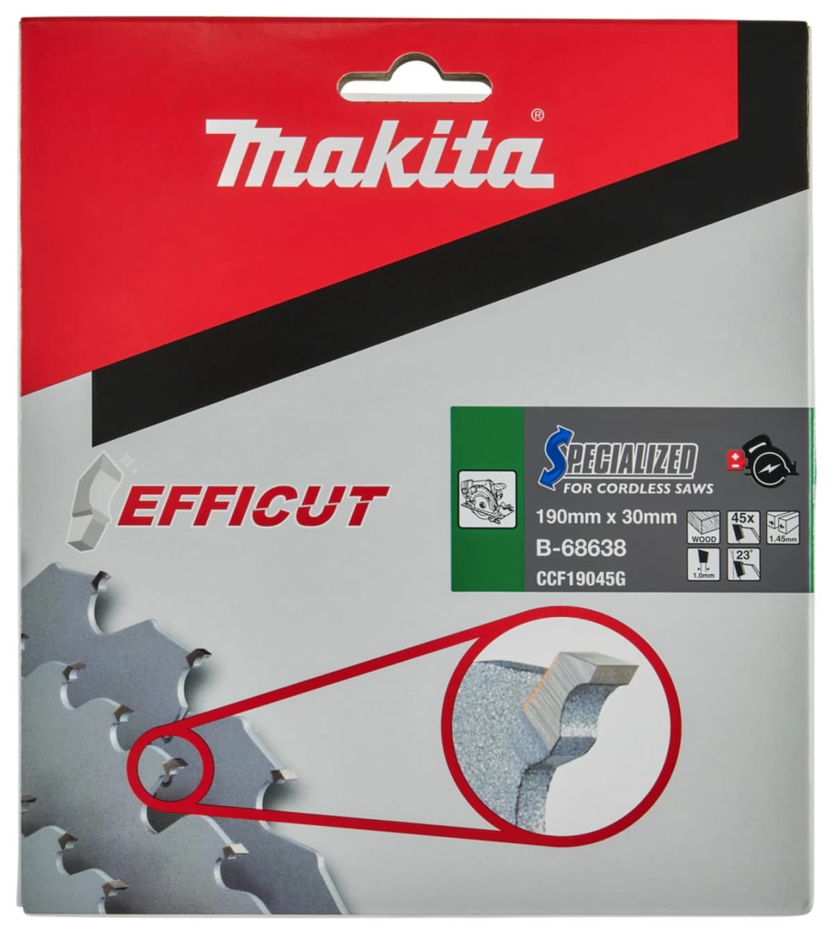Makita B-68638 Cirkelzaagblad Hout - 190x30x1,45mm 45T thumbnail 4
