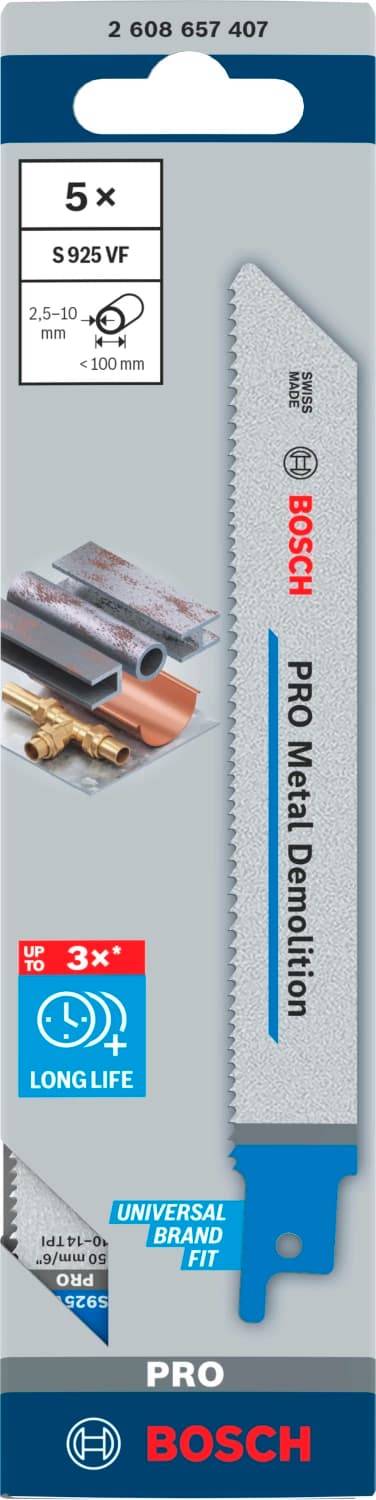 Bosch PRO S925VF Demolition Reciprozaagblad - 100mm - Metaal (10st) thumbnail 2