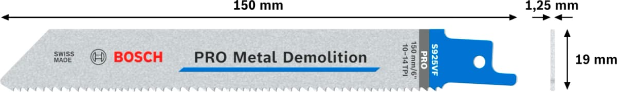 Bosch PRO S925VF Demolition Reciprozaagblad - 100mm - Metaal (10st) thumbnail 4