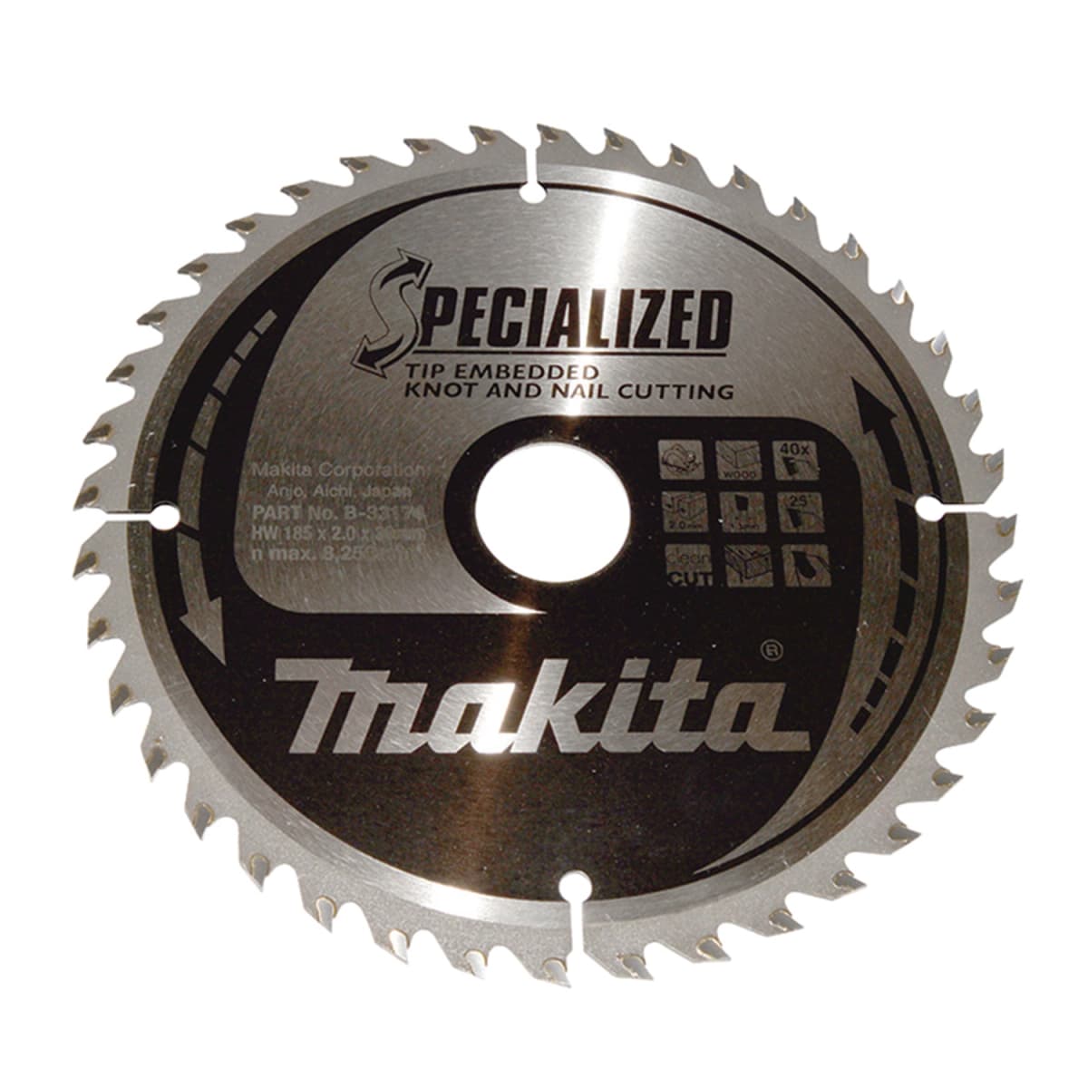 Makita B-33174 Cirkelzaagblad - 185x30x2,0 40T - Hout Met Spijkers