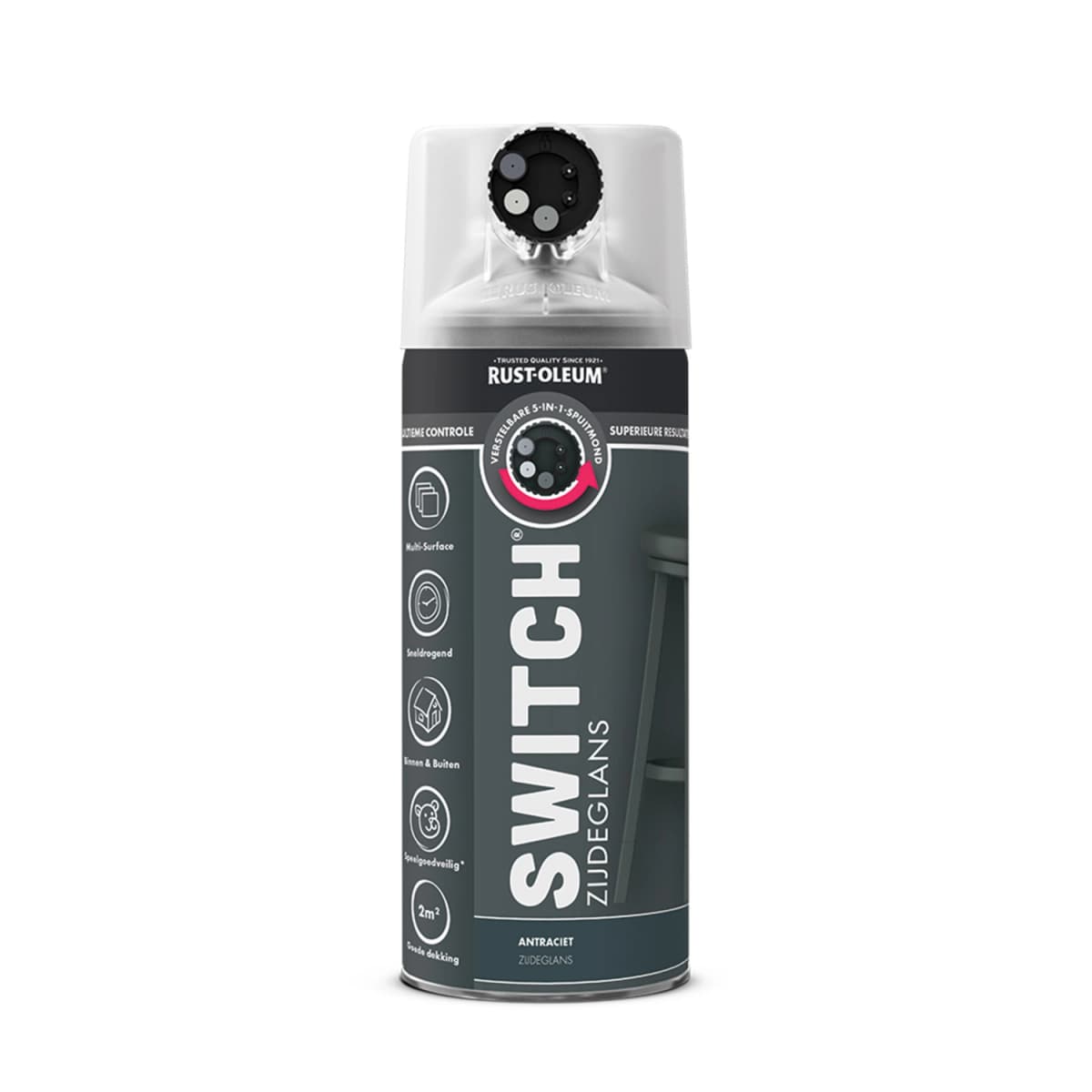 Rust-Oleum Switch Spuitlak - Zijdeglans Antraciet - 400ml