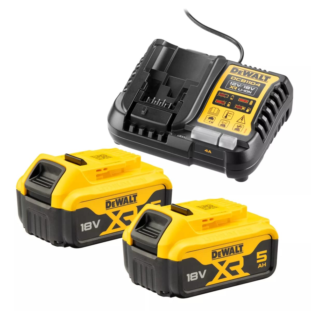 DeWALT DCB1104P2 18V Li-ion XR Accu Starterset (2x 5.0Ah) + Lader