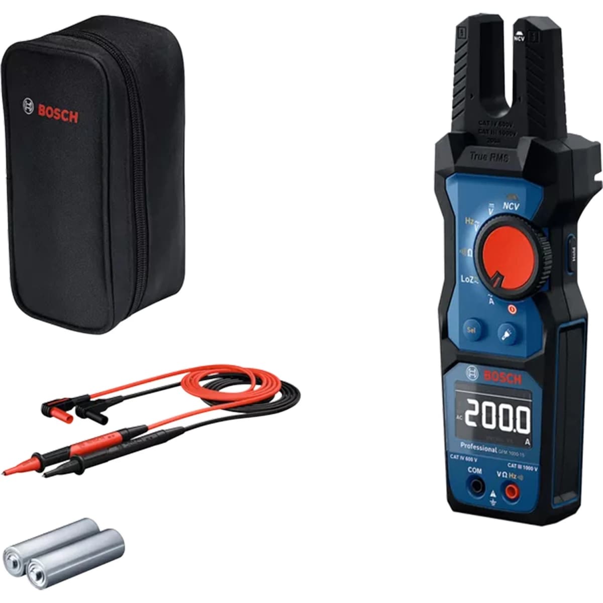 Bosch GFM 1000-15 True-RMS Vorkstroomtang In Etui - AC/DC 1000V&AC 200A - CAT III 1000 V / CAT IV 600 V