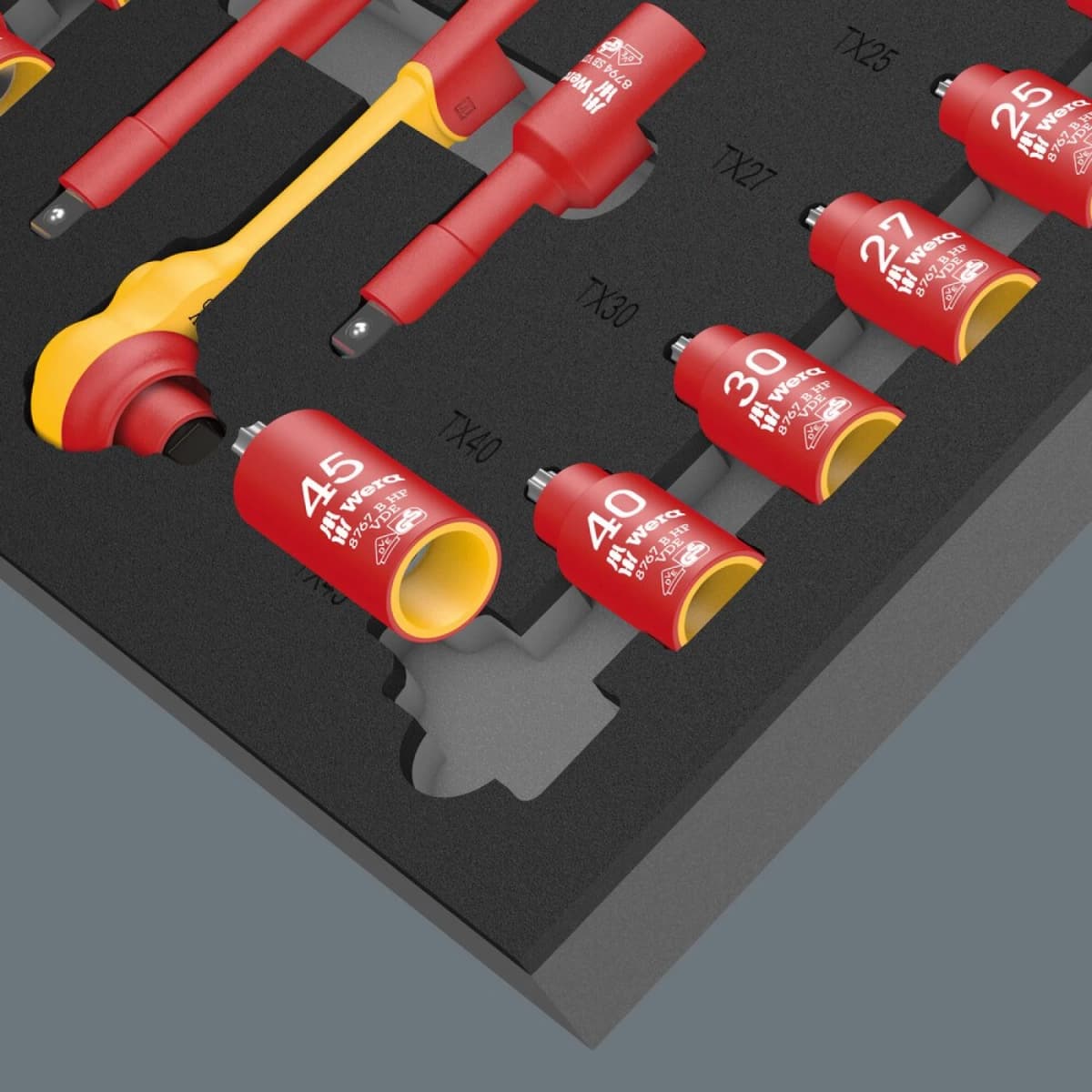 Wera 05150116001 28-delige 9726 8007 B VDE Zyklop VDE Ratel- En Doppenset In Foam Inlay - 3/8" thumbnail 2