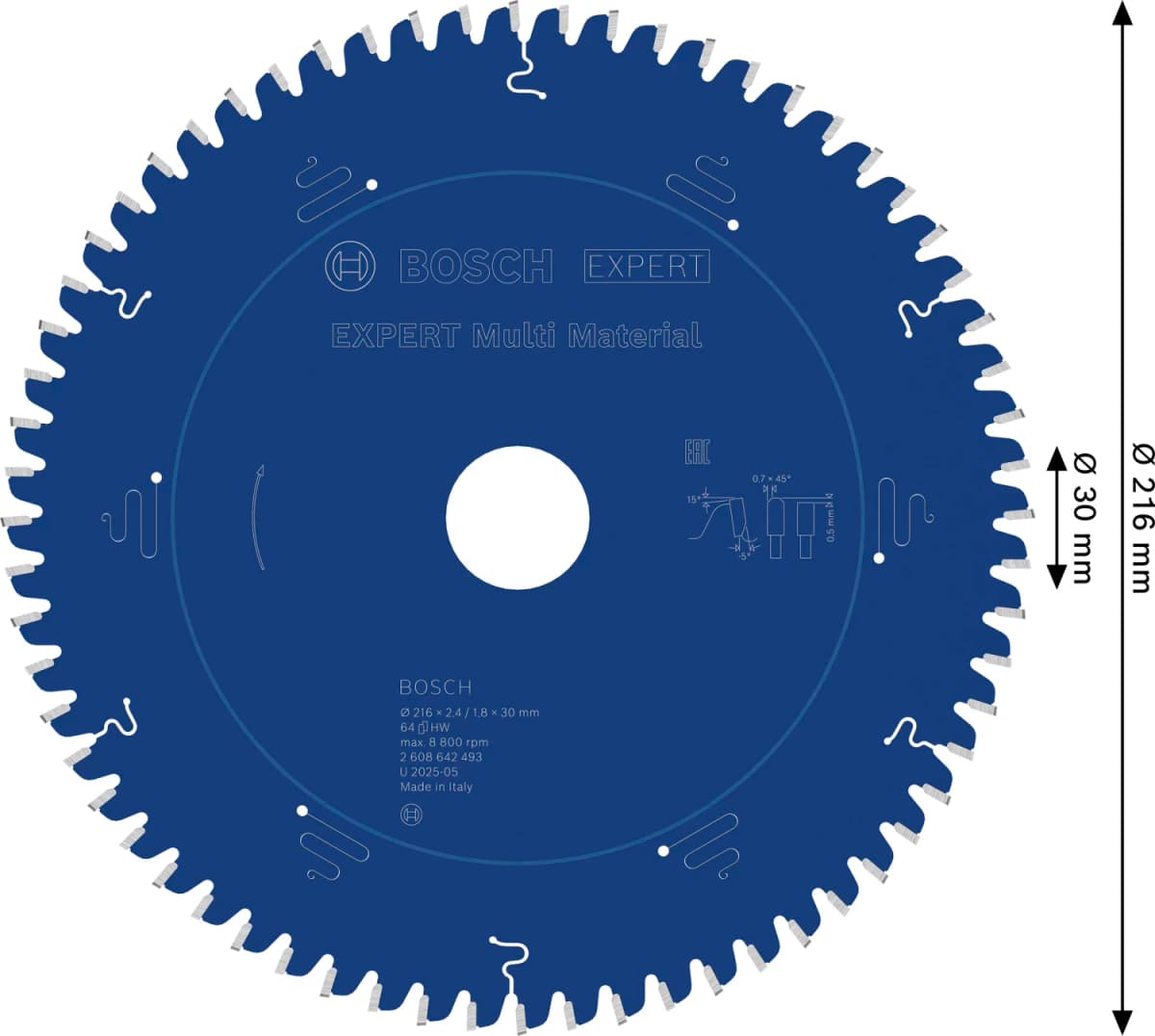 Bosch 2608642493 Expert Cirkelzaagblad - 216 X 30 X 64T - Hout / Epoxy / Aluminium / Kunststof thumbnail 4
