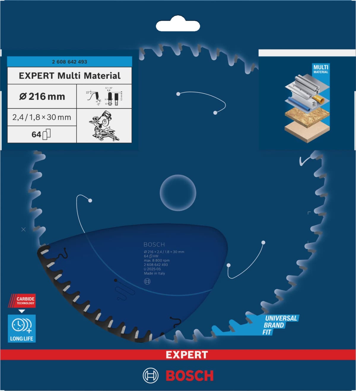 Bosch 2608642493 Expert Cirkelzaagblad - 216 X 30 X 64T - Hout / Epoxy / Aluminium / Kunststof thumbnail 2