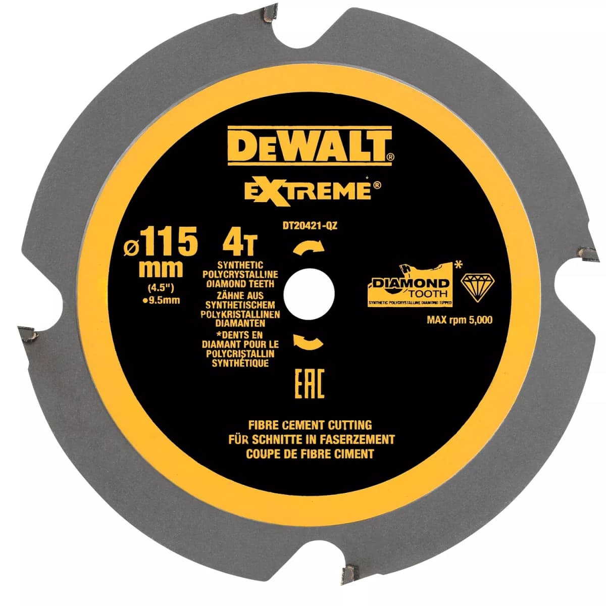DeWALT DT20421 Cirkelzaagblad CZB PCD Laminaat/vezelcement 115x9.5x4t Voor DCS571