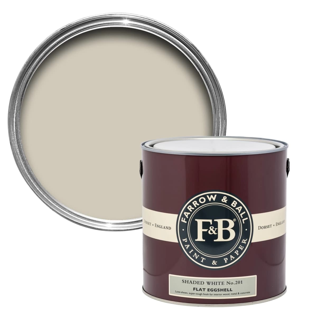 Farrow&Ball Flat Eggshell Shaded White No.201 - 2,5L