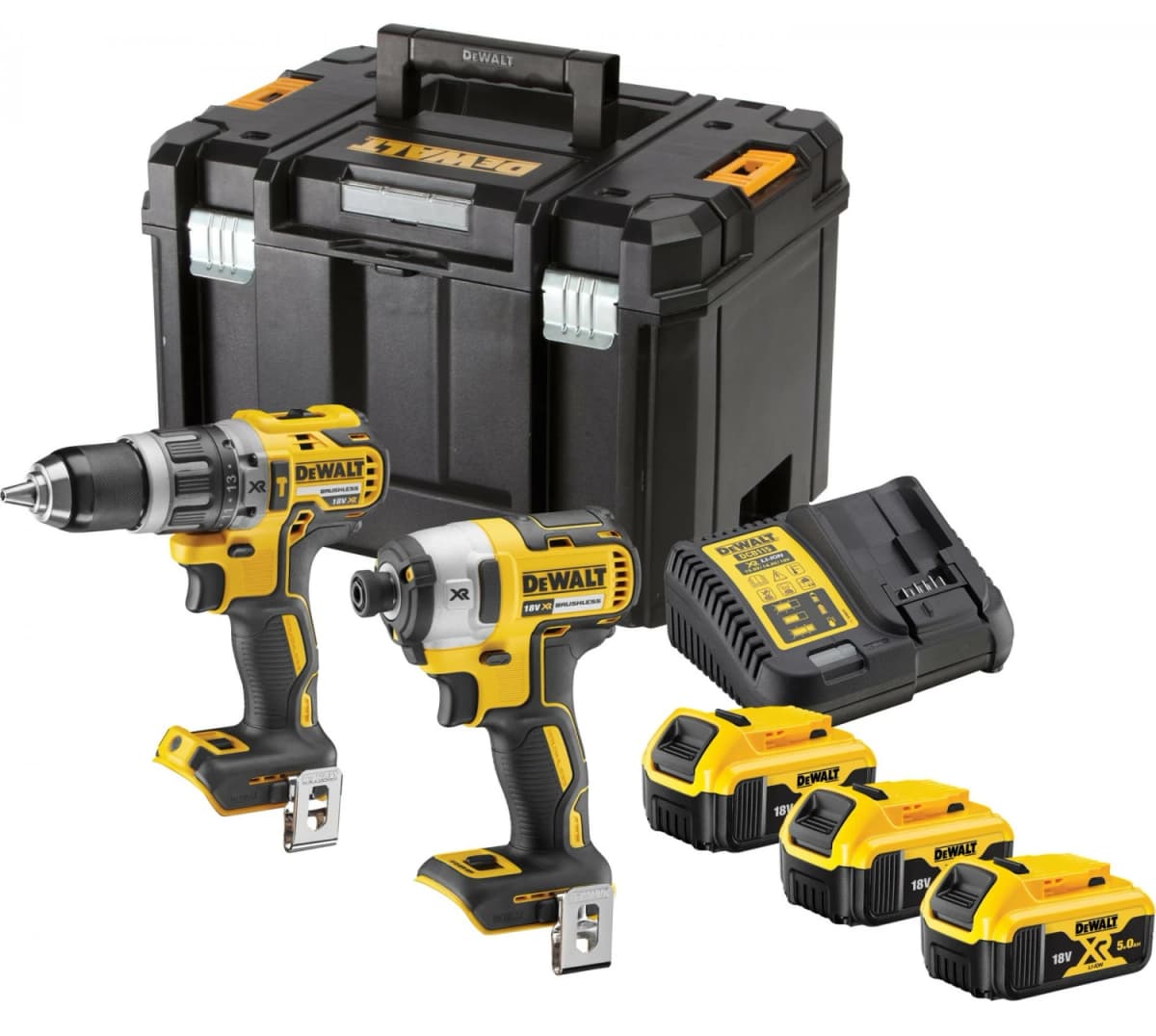 DeWALT DCK266P3T 18V Li-ion XR Accu Klop-/schroefmachine (DCD796)&Accu Slagschroevendraaier (DCF887) Combiset (3x 5.0Ah) In TSTAK Koffer