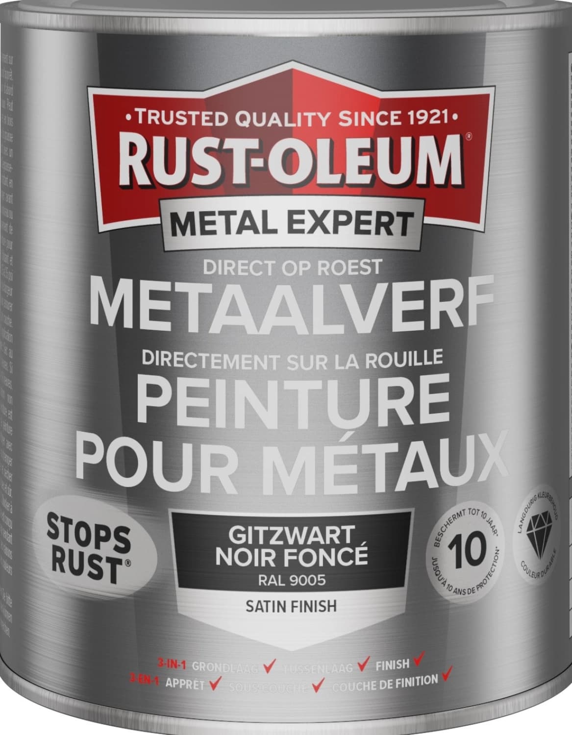Rust-Oleum MetalExpert Zijdeglans - RAL 9005 Gitzwart - 250ml