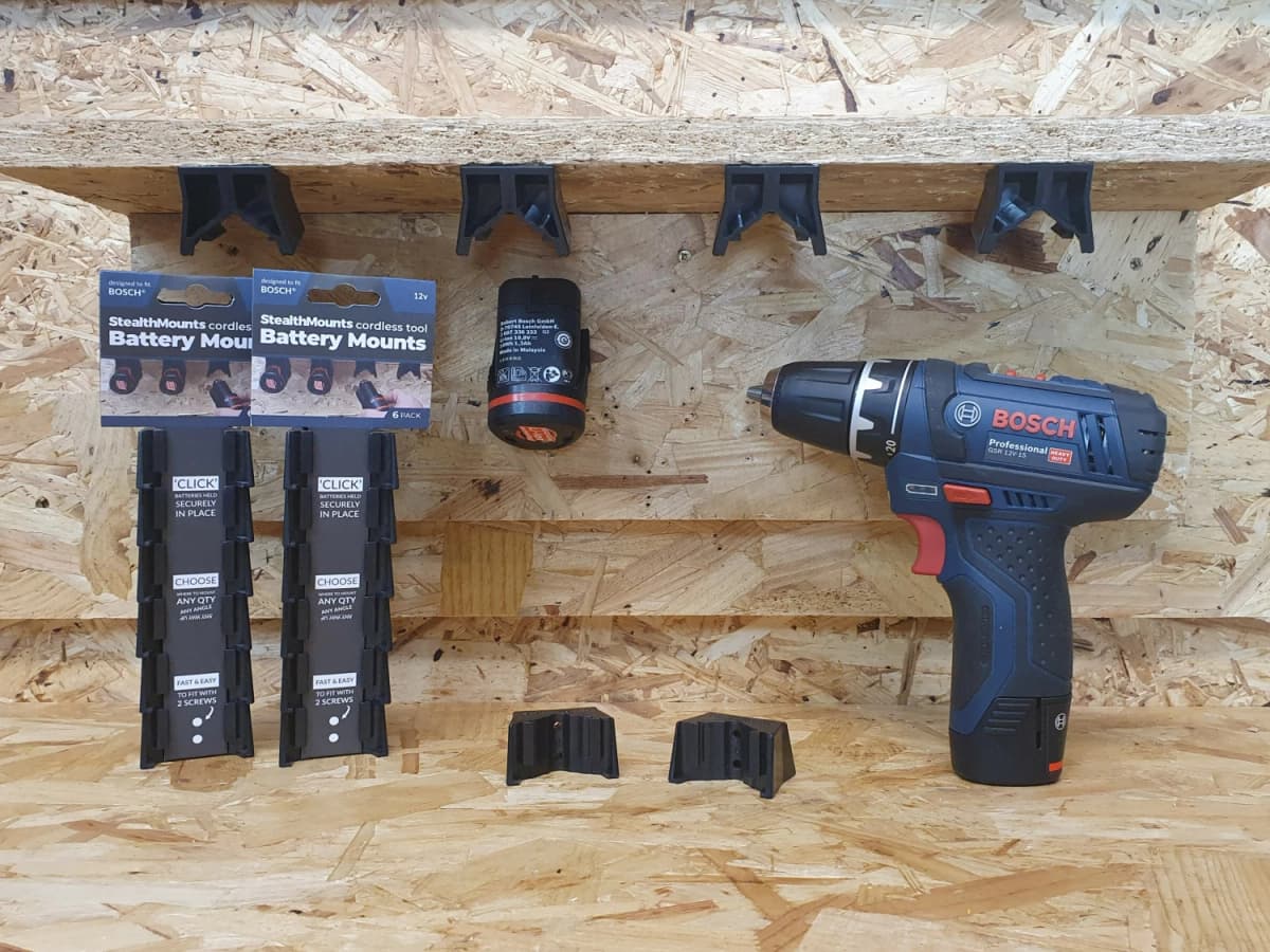 StealthMounts BM-BO108-BLK-6 Accuhouder Voor Bosch 10.8/12V - Zwart - 6-pack thumbnail 2