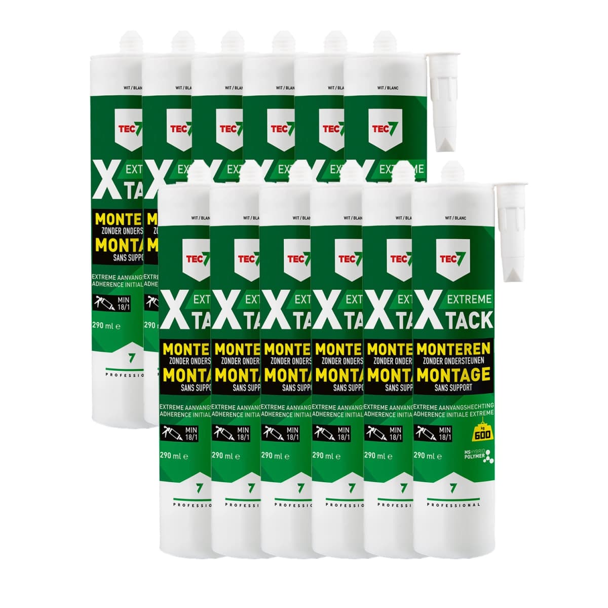 TEC7 X-Tack Montagekit - Wit - Koker - 290ml (12st)