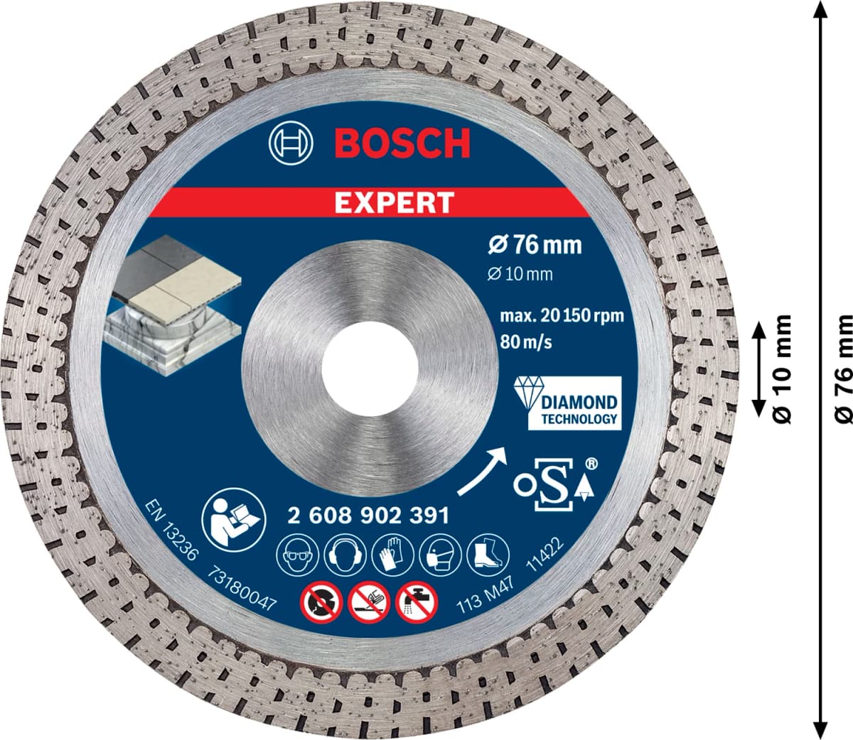 Bosch 2608902391 Diamantdoorslijpschijf Hard Ceramic 76mm thumbnail 4