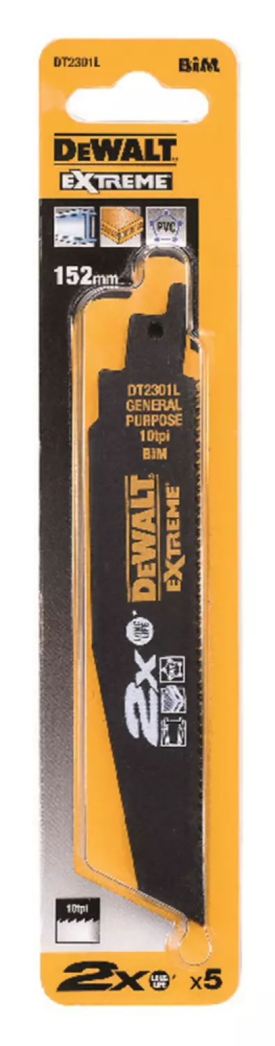 DeWALT DT2301L Reciprozaagblad - 152 X 2,5mm - Universeel (5st) thumbnail 3