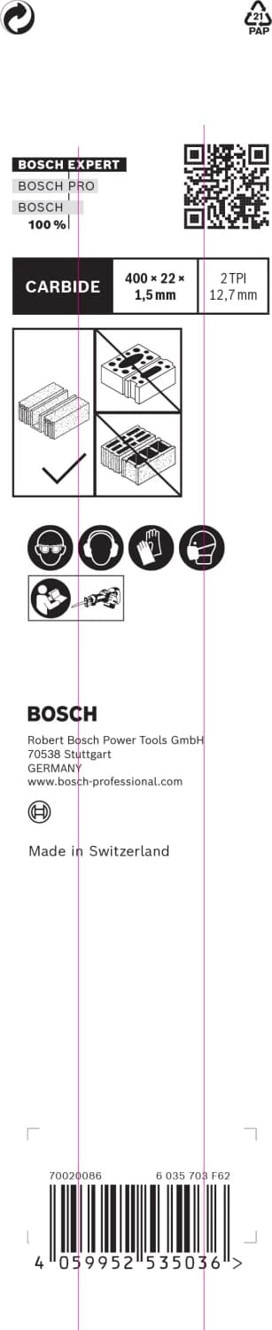 Bosch EXPERT S2041HM Reciprozaagblad - 305mm - Beton thumbnail 3