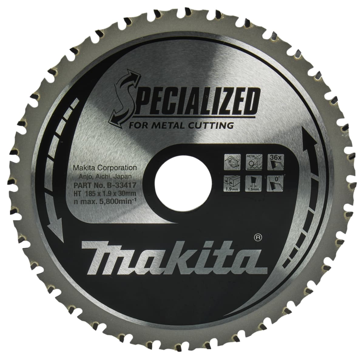 Makita B-33417 Cirkelzaagblad Staal - Specialized 185 X 30 X 1,9 - 36T - 0g