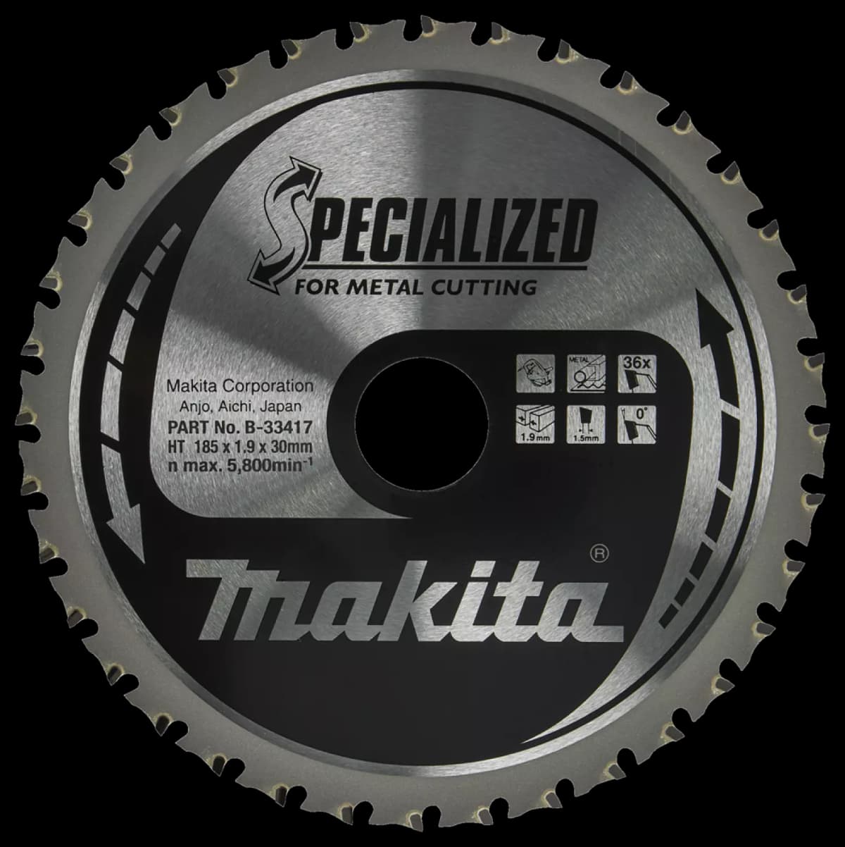 Makita B-33417 Cirkelzaagblad Staal - Specialized 185 X 30 X 1,9 - 36T - 0g thumbnail 4